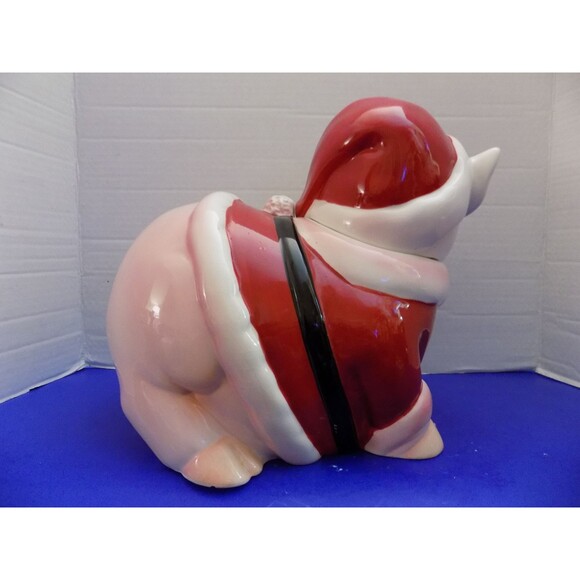 Christmas Santa Pig Cookie Jar Farm Figurine Holiday Time - Picture 5 of 8
